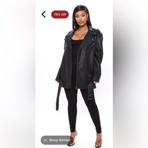 •NWT• Fashion Nova long Faux leather jacket XL